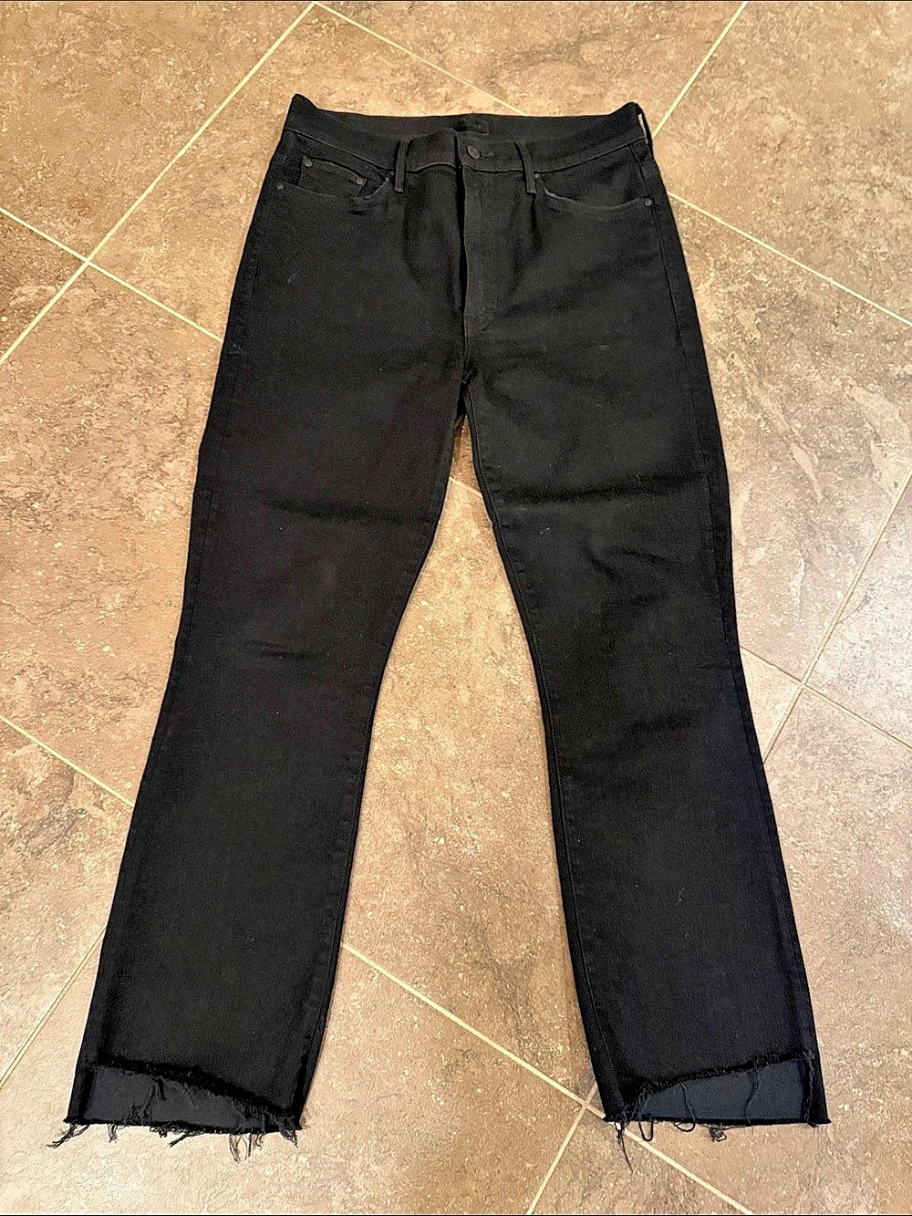 Mother The Insider Crop Step Fray Black Straight Leg size 30